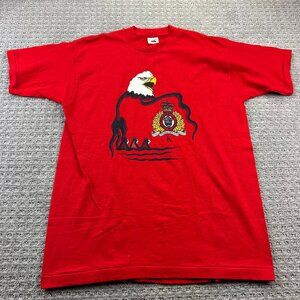 Vintage 90s Single Stitched T-Shirt Men L Red RCMP Royal Canadian Mounted Police